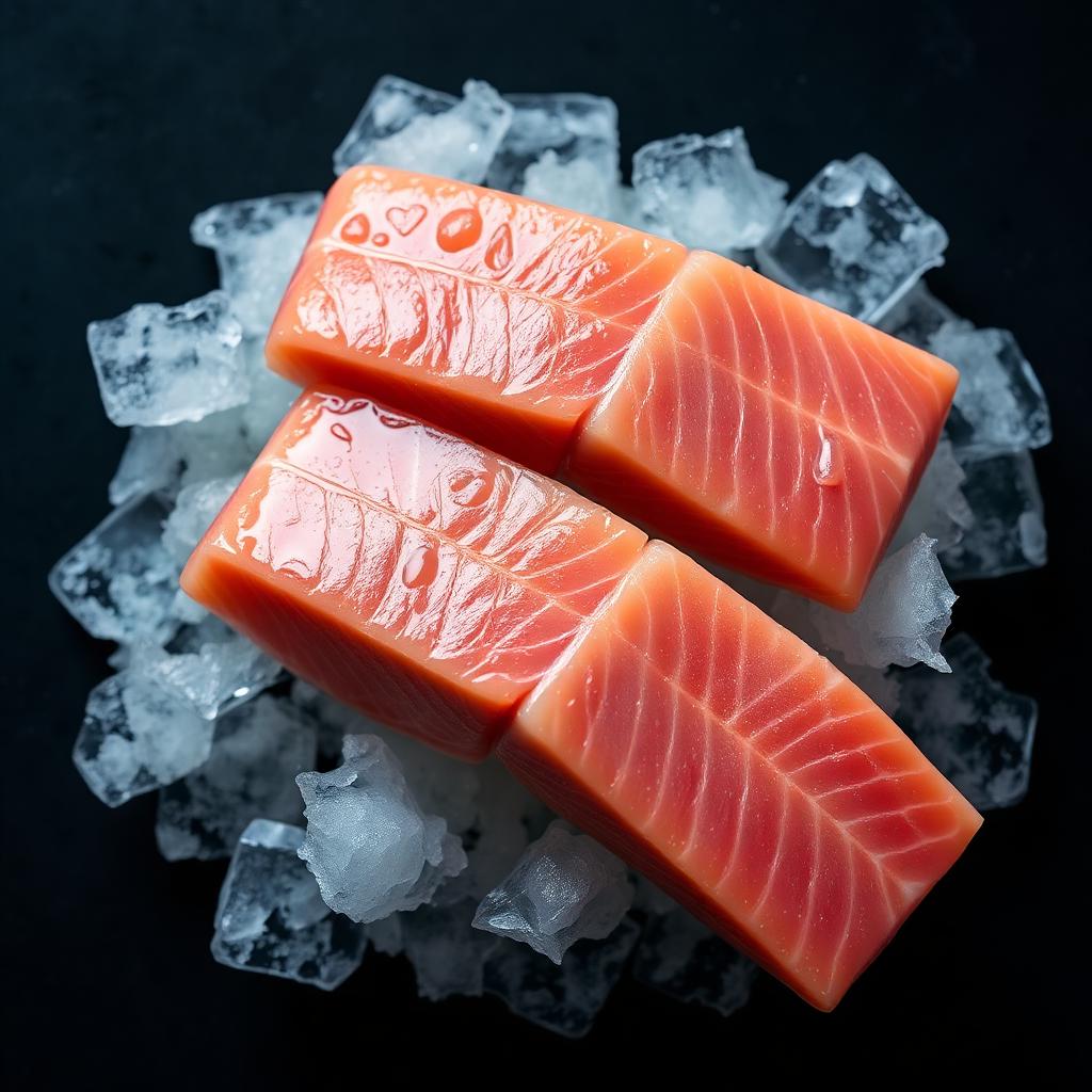 Fresh salmon fillets on ice — CIO-Tag monitored airfreight