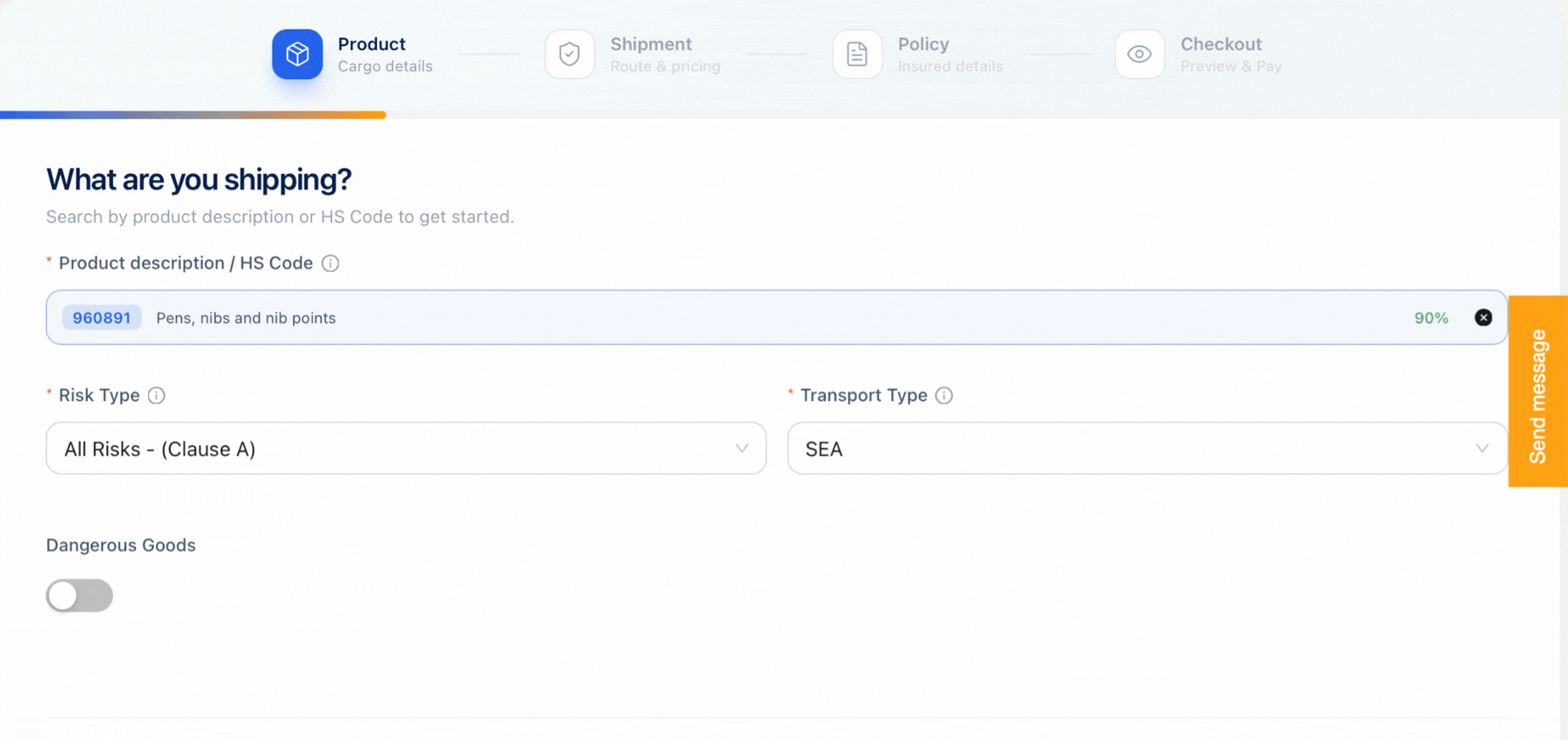 CIO instant quote form in action